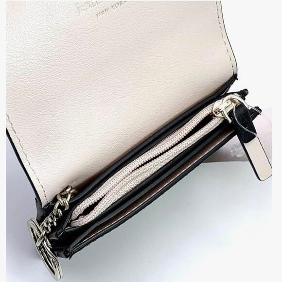 Kate Spade Piper Magnolia Street Leather Key Chain Ring Wallet Black Scalloped - Picture 3 of 10